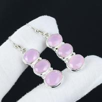 Beautiful Rose Quartz Gemstone Earrings, 925 Sterling Silver Earring, Handmade Boho Silver Jewelry Dangle Earrings, Engagement Gift 2.36" rožinė