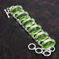 Faceted green amethyst bracelet 925 sterling silver bracelet adjustable chain bracelet real gemstone bracelet handmade jewelry gifts for him Adjustable
