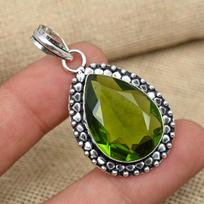 Beauteous Green Peridot Solid 925 Sterling Silver Handmade Gemstone Pendant For Gifts 1.77 Inches žalia