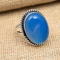 Blue Chalcedony Gemstone Handmade 925 Sterling Silver Ring Jewelry 4 mėlyna