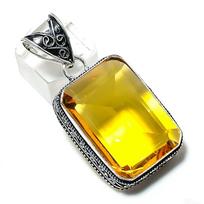 Natural Citrine Gemstone Handmade 925 Sterling Silver Jewelry Pendant 1.97  b7P74