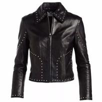 Leather Handmade Biker Motorcycle Soft Women Jacket Black Stylish Genuine Lambskin S juoda
