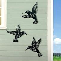 3D Metalinis Kolibris Sienos Meno Dekoracija Tuščiavidurė Geležinė Paukščio Skulptūra Sienos Statula Ornamentas Namų Kiemo Vejos Dekoracija