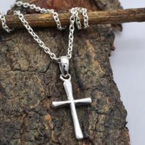 Sidabrinis kryželis kaklo papuošalas, masyvus 925 prabos sidabro pakabukas, unisex sidabras