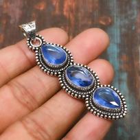 Beautiful Swiss Blue Topaz Gemstone 925 Sterling Silver Handmade Jewelry Pendant 2.76 Inches mėlyna
