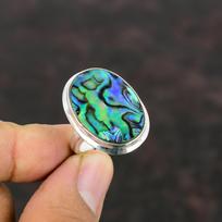 Abalone Shell žiedas 925 sterlingų sidabrinis žiedas Stilingas brangakmenių žiedas rankų darbo nuostabus papuošalas reguliuojamas žiedas dovana žmonai gydantis akmens žiedas Adjustable