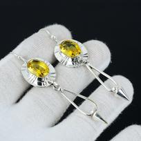 Citrine Gemstone Earring, Citrine Silver Earring, Oval Gemstone Earring, 925 Sterling Silver Earring, Gemstone Earring, Meditation Earring 3.14 geltona