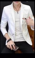 Business Party Stylish White Lambskin Handmade Formal Hot Leather Men Blazer XS balta