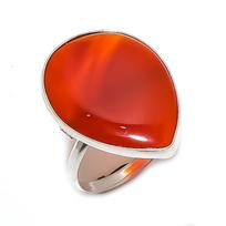 Natural Carnelian Gemstone Handmade 925 Sterling Silver Jewelry Ring Size 7 U2D52
