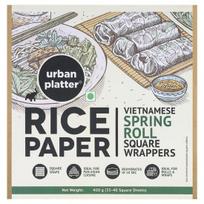 Urban Platter Kvadratiniai ryžių popieriaus lakštai, 400g (Vietnamietiški pavasario suktinukų popieriai | Be glitimo | Kiekvienas 22 cm | Lengvai suvyniojami)