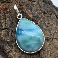 Larimar Gemstone Women Pendant 925 Sterling Silver Handmade Jewelry Pendant For Gift mėlyna