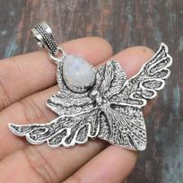 Rainbow Moonstone Gemstone Handmade 925 Sterling Silver Jewelry Pendant For Thanksgiving 2.56 Inches balta