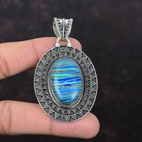 Rainbow Calsilica Pendant 925 Sterling Silver Pendant Handmade Pendant Dainty Gemstone Jewelry Vintage Pendant Gift For Girl Antique Jewelry