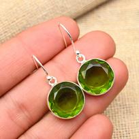 Peridoto brangakmenis rankų darbo 925 prabos sidabro papuošalai auskarai moterims 1.4 Inches žalia