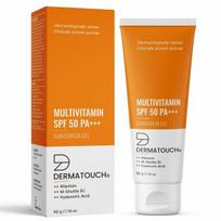 DERMATOUCH Multivitamininis SPF 50 PA+++ apsauginis nuo saulės gelis visų tipų odai | UVA-UVB apsauga | Nepalieka baltų žymių | Unisex | 50 g orange