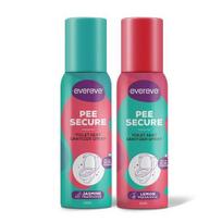 Evereve Pee Secure tualeto sėdynės dezinfekcinis purškiklis, 2 vnt., 100 ml, citrinų ir jazminų aromato, sumažina šlapimo takų infekcijos riziką, mikrobų naikinantis tualeto purškiklis