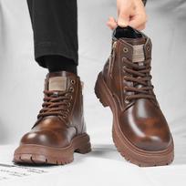 Martin boots men's spring British style retro American casual leather shoes waterproof and non-slip thick-soled high-top locomotive tooling boots 39 ruda