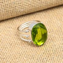 Peridot brangakmenis 925 sterlingas sidabrinis rankų darbo papuošalų žiedas, skirtas padėkos dovanai 4 žalia