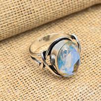 Puikus Rainbow Mystic Topaz Gemstone rankų darbo 925 kieto sterlingo sidabro papuošalų žiedas moterims 4 balta