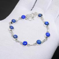 Lapis Lazuli brangakmenis Rankų darbo 925 prabos sidabro apyrankė Natūralus Lapis Lazuli brangakmenis Lapis Lazuli papuošalai Apyrankė dovanoms 8" mėlyna