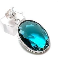 Natural Indicolite Tourmaline Gemstone 925 Sterling Silver Pendant 1.77  M2g46