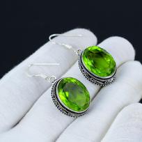 Peridot auskarai, 925 sterlingų sidabro auskarai, rankų darbo auskarai, antikvariniai auskarai, peridoto brangakmenis, dovanos mamai, peridoto papuošalai jai 1.96 žalia