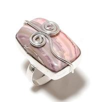Natural Rhodochrosite Gemstone Handmade 925 Sterling Silver Ring Size 6 w1H01