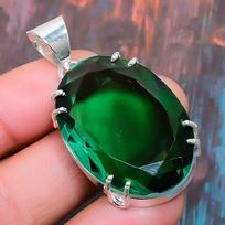 Chrome Diopside Gemstone 925 Sterling Silver Handmade Jewelry Pendant For Christmas 1.77 Inches žalia
