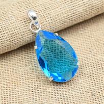 Faceted Tanzanite Gemstone 925 Sterling Silver Handmade Jewelry Beautiful Pendant 1.77 Inches mėlyna