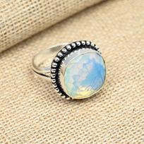 Milky Opal Gemstone Solid 925 Sterling Silver Handmade Ring Wedding Gift For Her 4 balta