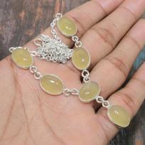 Yellow Onyx Gemstone Handmade  925 Sterling Silver Jewelry Necklace For Her 18 Inches geltona