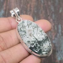 Tree Agate Gemstone Handmade Solid 925 Sterling Silver Jewelry Pendant For Thanksgiving 2.17 Inches geltona