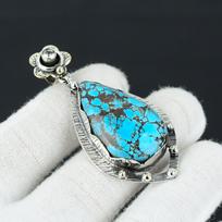 Tibetan Turquoise Gemstone Pendant, 925 Sterling Silver Jewelry Pendant, Natural Turquoise Gemstone Jewelry Pendant For Women, For Gifts 2.95