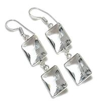 White Topaz Gemstone Handmade 925 Sterling Silver Jewelry Earring 2.09  v1Z42