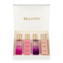 „Bella Vita Luxury Woman“ kvepalų dovanų rinkinys 4 x 20 ml moterims su „Date“, „Senorita“, „Glam“, „Rožių“ kvepalais | Gėlių, vaisių ilgai išliekantis aromatas