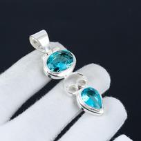 Swiss Blue Topaz Gemstone Handmade 925 Sterling Silver Pendant Blue Topaz Silver Jewelry Handmade Pendant Gift For Friend Black Friday Gifts 2.36" mėlyna