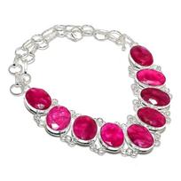 Natural Ruby(Simulated) Gemstone 925 Sterling Silver Jewelry Necklace 18  Z3T36