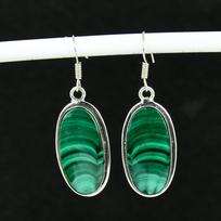 Natūralaus malachito brangakmenio senovinio stiliaus auskarai 925 svarų sterlingų sidabro auskaras, Boho sidabriniai papuošalai kabantys auskarai, Dovanos gimtadieniui Dovanos jai 5.5 Cm žalia