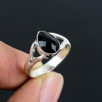 Black Spinel Cabochon HandCrafted Stone Fine Polished 925 Sterling Silver Ring with New Design Gift for Wedding Engagement juoda