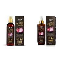 WOW Skin Science svogūnų ir juodųjų sėklų plaukų aliejus su šukų aplikatoriumi, 100 ml+WOW Skin Science svogūnų ir juodųjų sėklų plaukų aliejus, 200 ml