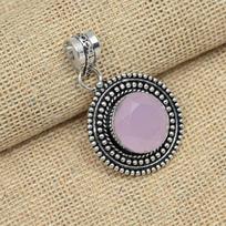 Nice Pink Chalcedony Gemstone 925 Solid Sterling Silver Handmade Pendant Engagement Gift 1.65 Inches rožinė