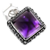 Natural Amethyst Gemstone Handmade 925 Sterling Silver Gift Pendant 2.17  m5V48