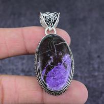 Natural Purpurite Gemstone Handmade 925 Sterling Silver Gift Pendant 2.17  u7K47