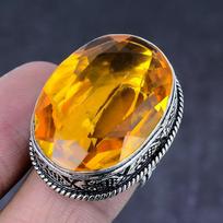 Natural Honey Topaz Gemstone Handmade 925 Steling Silver Gift Ring Size 7 L5W43