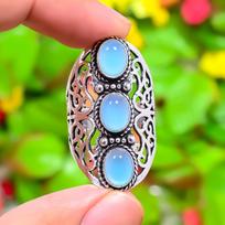Natural Aquamarine Gemstone Handmade 925 Sterling Silver Ring Size 10.5 K2e11
