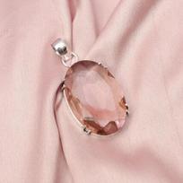 Morganite Gemstone Silver Chain Necklace 925 Sterling Silver Pendant Necklace