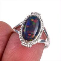 Natural Ethiopian Opal Gemstone 925 Solid Sterling Silver Jewelry Ring S.7 U4m31