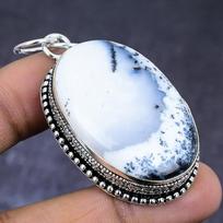 Dendritinis opalas Brangakmenis 925 Sterlingų Sidabro Papuošalo Pakabukas 2.25  C3d79 white