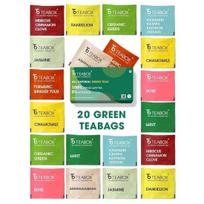 Teabox Darjeeling Green Tea Sampler Bags 20 Tea Bags (2pcs X 10 flavors) | 100% Natural | 0% Bitterness | Immunity Boosting Sampler Pack