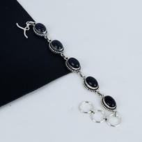 Dainty Blue Sunstone Gemstone Handmade 925 Sterling Silver Bracelet, Blue Sunstone Bracelet For Wife , Unisex Bracelet Birthday Gift For Her 8" mėlyna